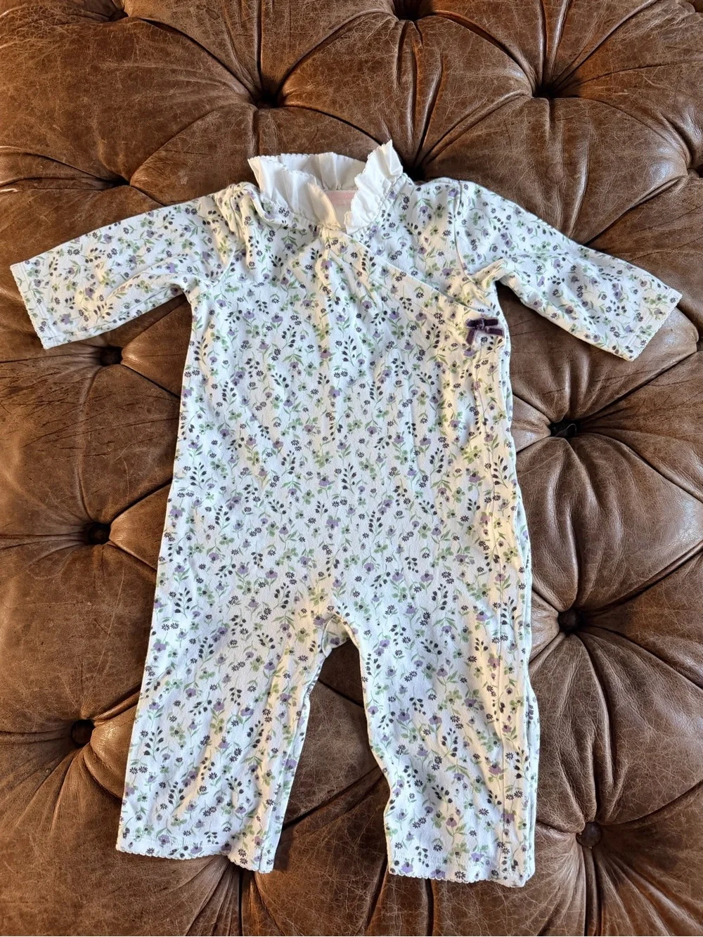 Janie and Jack Baby Girls 6-12 Months Floral One Piece Romper Cotton Ruffle